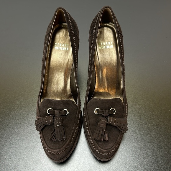 Stuart Weitzman Brown Suede‎ Tassel Wedge Heel Sz 6.5 Made in Spain Slip On - Picture 2 of 12